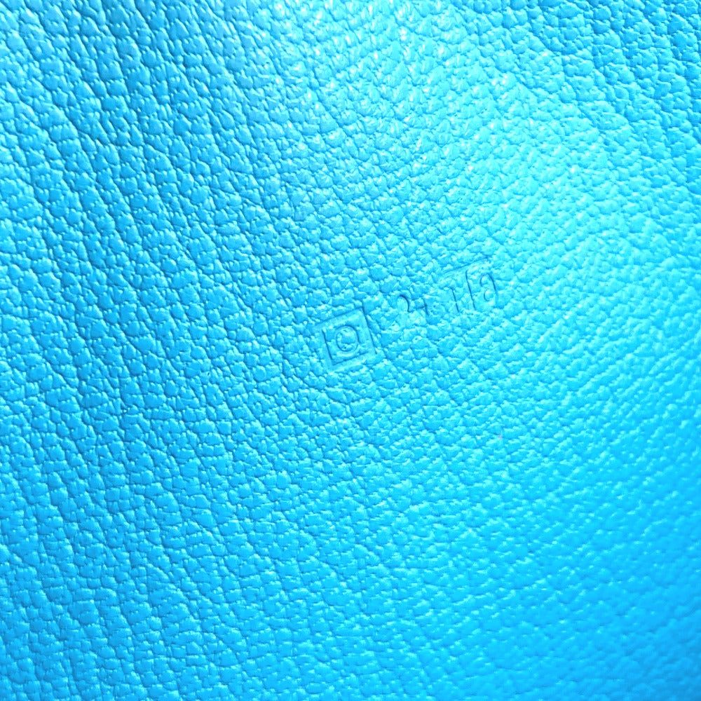 HERMES Evelyn Long Wallet with Punching Logo and Round Zipper, Leather, Women's, Blue Jean