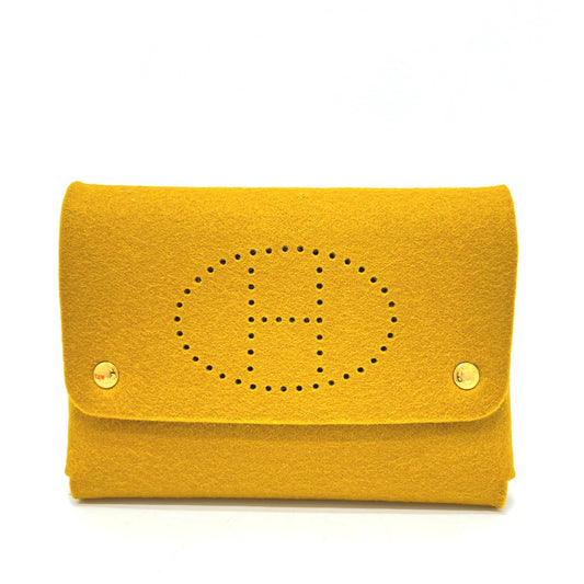 HERMES Etui Carte GM Playing Card Case, Pouch, Accessory Pouch, Felt, Unisex, Mustard Brown