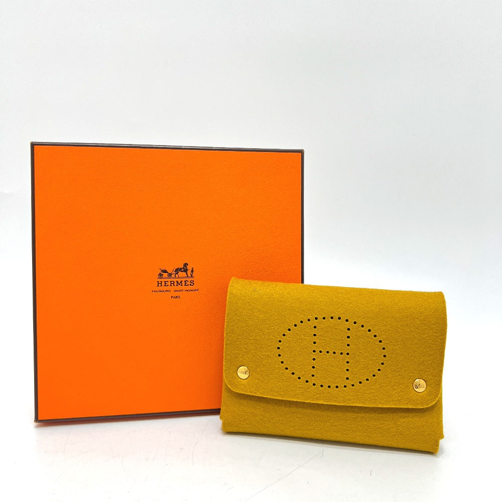 HERMES Etui Carte GM Playing Card Case, Pouch, Accessory Pouch, Felt, Unisex, Mustard Brown
