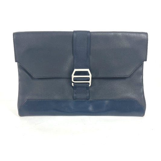 HERMES City Slide Pouch/Clutch Bag, Leather, Men's, Navy