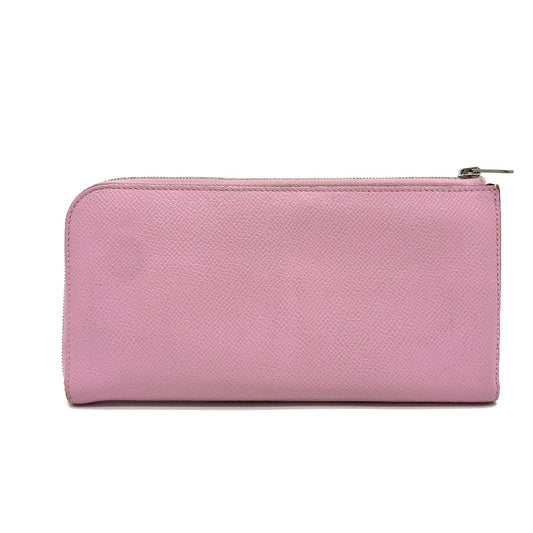 HERMES Remix Combine Duo Long Wallet, Epson, Women's, Mauve Sylvestre x Lime Pink