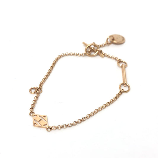 HERMES Gunbird Clous de Sel Bracelet with H Logo and Bar Toggle Clasp, 18K Gold, for Women