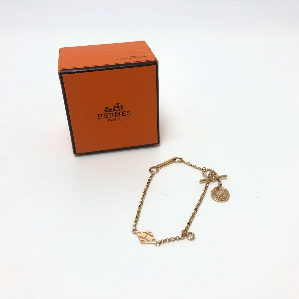 HERMES Gunbird Clous de Sel Bracelet with H Logo and Bar Toggle Clasp, 18K Gold, for Women