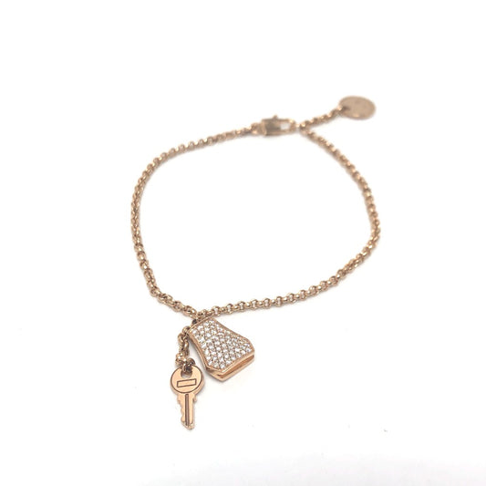 HERMES K18PG Kelly Crochet Diamond Chain Bracelet K18PG Women's Gold