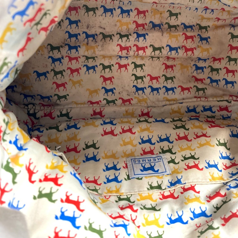 HERMES BABY 赤ちゃん キッズ カヴァル 馬柄 ストライプ メイクポーチ 化粧ポーチ おむつポーチ マルチポーチ ポーチ キャンバス キッズ ブルー - brandshop-reference