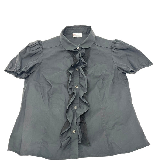 RED VALENTINO レース アパレル ブラウス シャツ トップス パフスリーブ 半袖Tシャツ コットン レディース ブラック