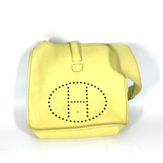 HERMES Evelyn 3 GM Crossbody Bag with Perforated Logo, Epson, Women's, Lime Yellow
