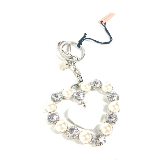 MIUMIU ラインストーン ハート バッグチャーム キーホルダー メタル レディース シルバー - brandshop-reference