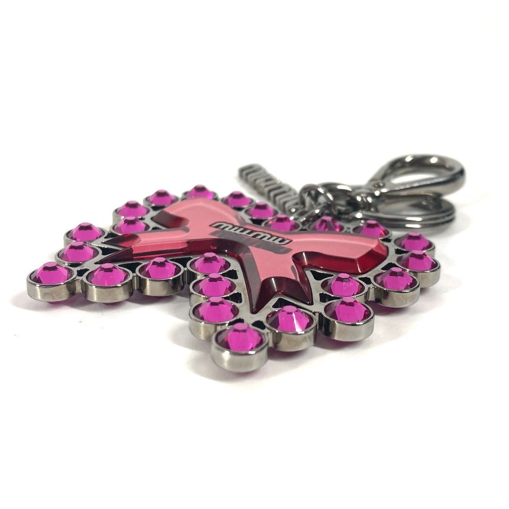 Miiumiu reben riban reben beg reben keychain metal wanita merah jambu