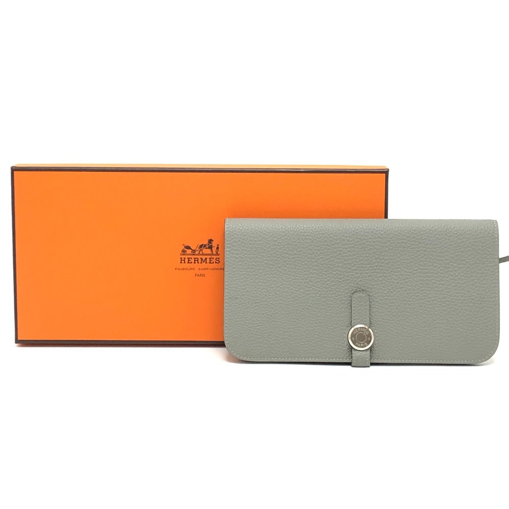 Hermes Dogon Long Wallet Bifold Long Wallet Silver Hardware Long Togo Togo Wanita Grimuet (Dianggarkan) Kelabu