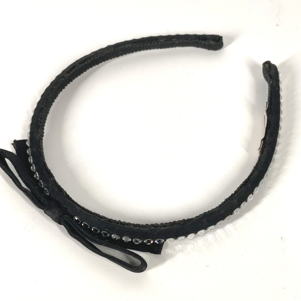 MIUMIU Ribbon Rhinestone Hair Accessory Headband Satin Hairband for Women Black