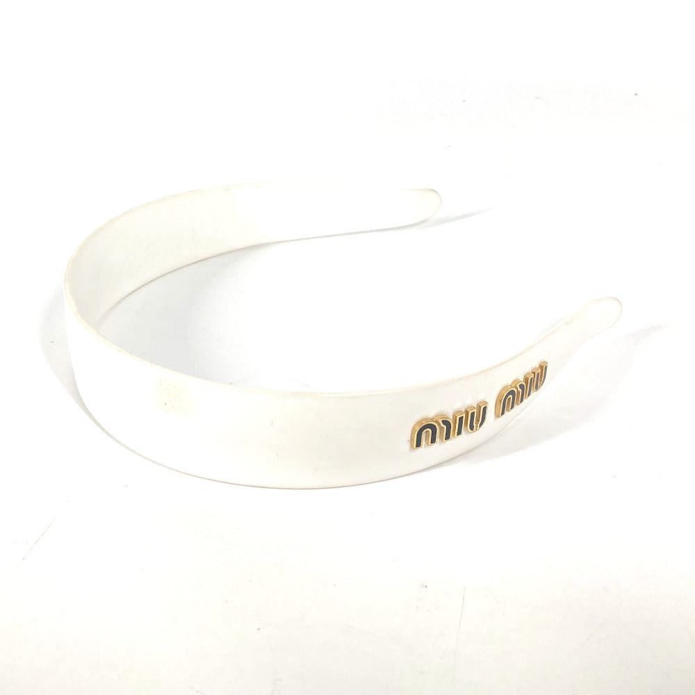 MIUMIU Logo Hairband Headband Headband Plastic Women's White