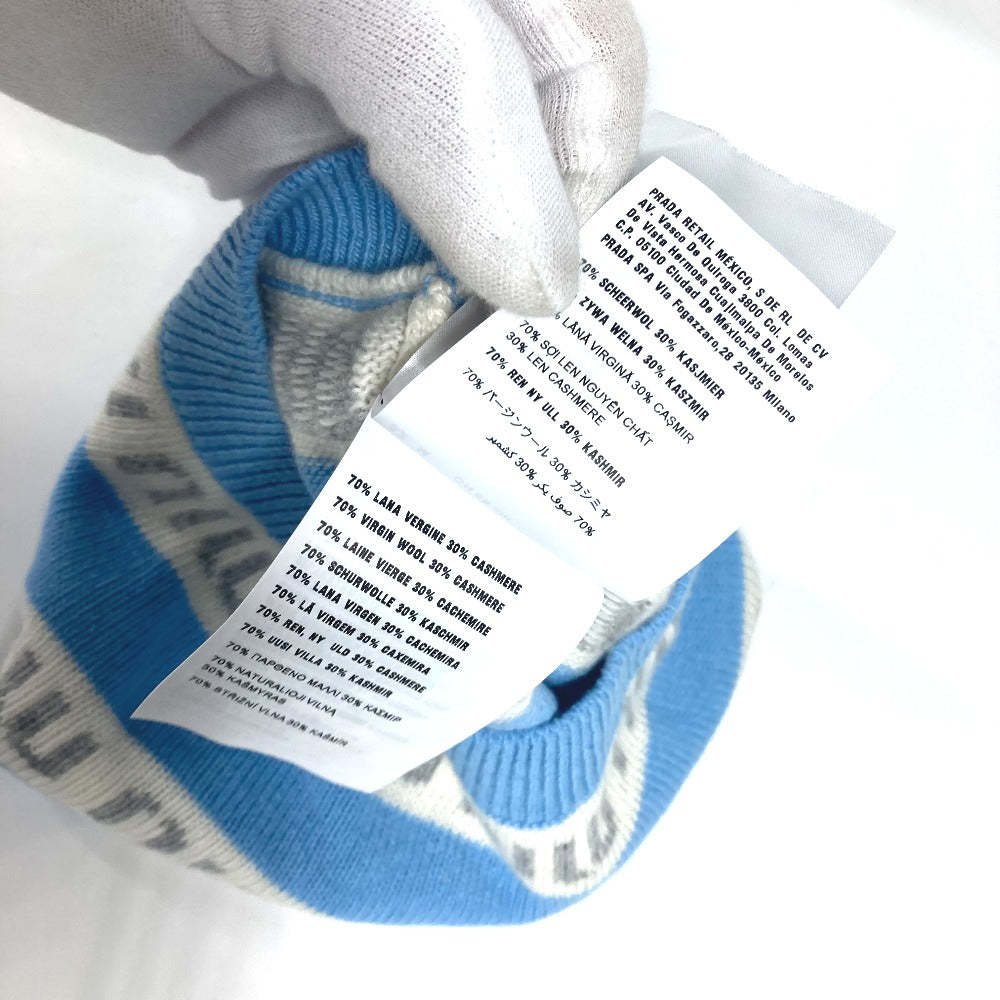 MIUMIU 5HC260 Beanie Hat, Knit Cap, Logo Knit Hat, Wool, Women's, Blue