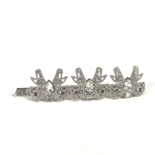 MIUMIU 5JF031 Ribbon Rhinestone Hair Accessory Barrette Hairpin Metal Women's Silver