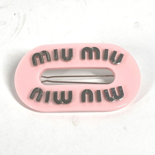 MIUMIU ヘアピン ロゴ ラインストーン ヘアアクセサリー バレッタ プラスチック レディース ピンク - brandshop-reference