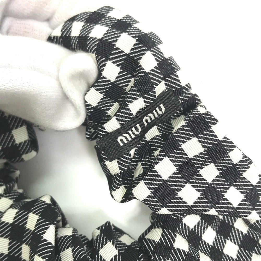 MIUMIU Check Logo Hair Accessory Hair Tie Scrunchie Nylon Women's Black