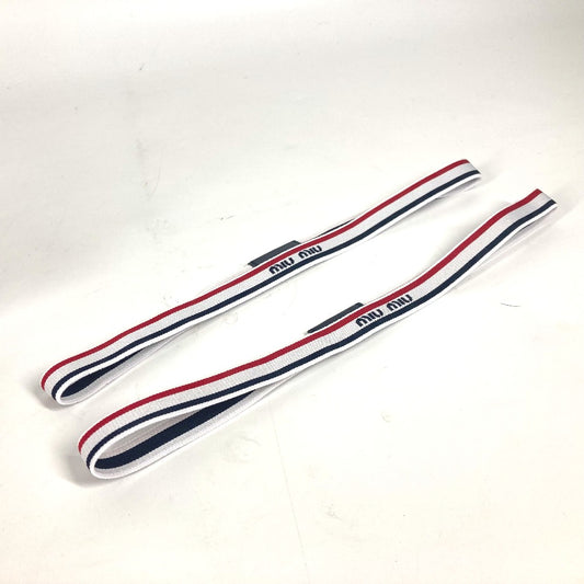 MIUMIU 5XD051 Tricolor Logo Hair Accessories, Set of 2, Polyester Headbands, Women's, White