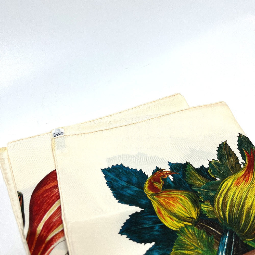 HERMES CITROUILLES&COLOQU IN TES カボチャとコロシント カレ90 スカーフ シルク レディース ホワイトベージュ ホワイト