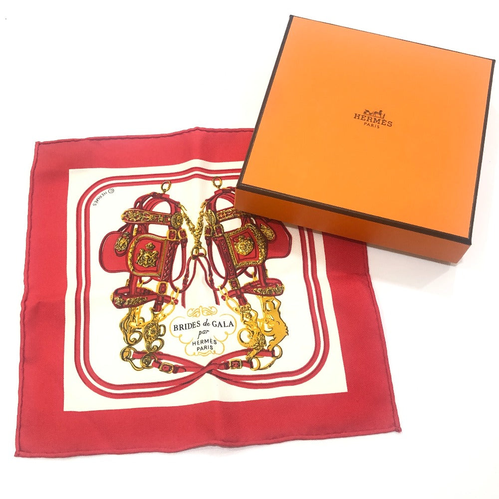 HERMES BRIDES de GALA Ceremony Horse Bridle Nano Carré 20 Carré 20 Small Item Handkerchief Silk Unisex Red