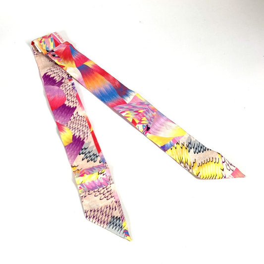HERMES Twilly Kyoto Marble Silk Scarf for Women, Multicolor