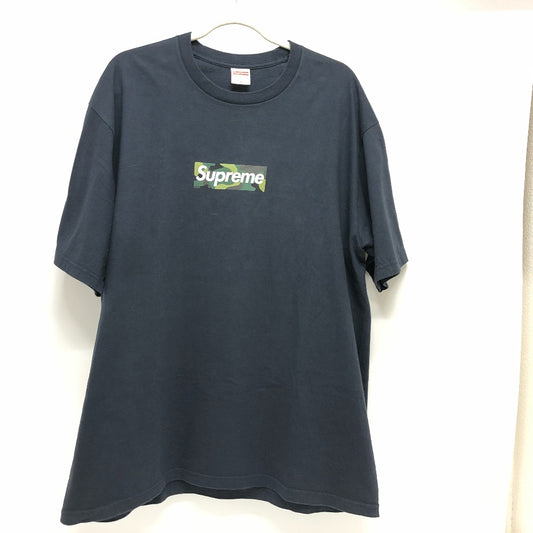Supreme 2023FW Box Logo Short Sleeve T-Shirt, Cotton, Women's, Navy