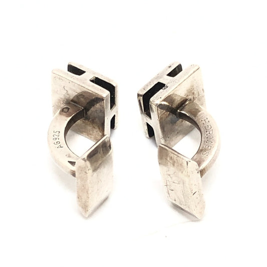 HERMES H Square Cufflinks, Small Accessories, Men's Silver SV925