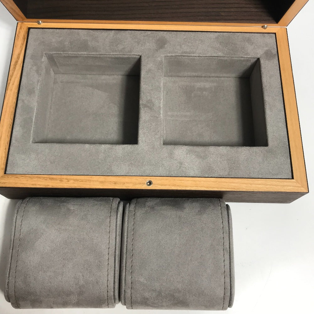 HERMES 2本 ペア ウォッチケース 時計ケース 小物入れ ウッド メンズ ブラウン