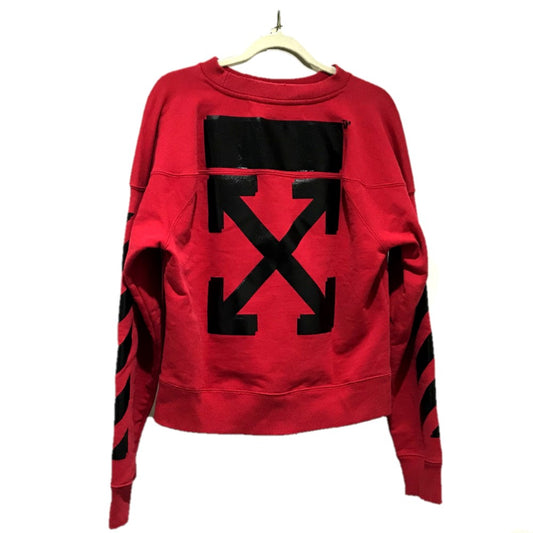 OFF-WHITE OMBA021S188750502010 Sweatshirt, 2018SS Champion Collaboration Crew Neck Sweatshirt, Cotton, Men's, Red/Black