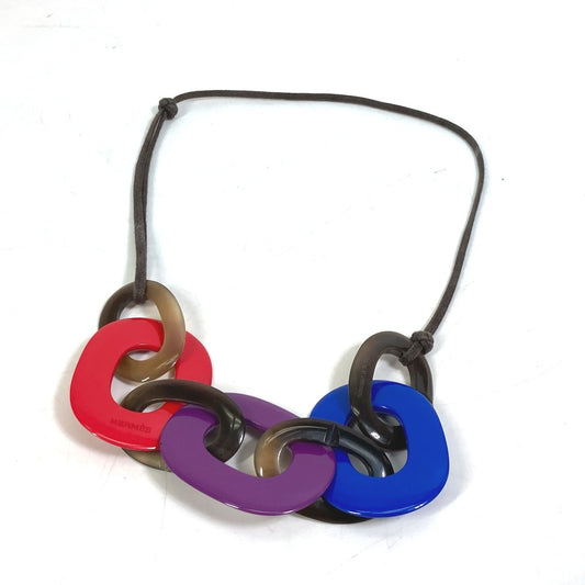 HERMES Caramba Multicolor Necklace in Buffalo Horn, Red, for Women