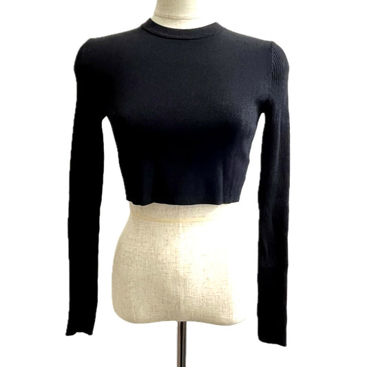 UN3D 522422601101 Short Knit Top, Sleeve-Toggle Knit, Short Length, Rayon, Women's, Black