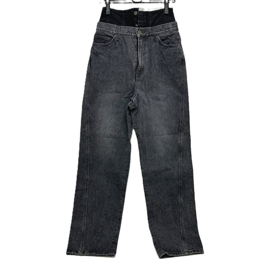 IRENE 25A88004 Double waist denim pants Apparel Bottoms Jeans Denim pants cotton Black Used