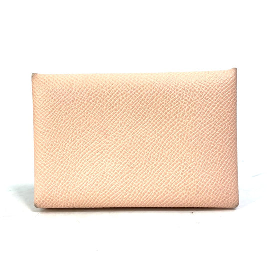 Hermes Bicolor Calvi Verso Business Card Holder, Bifold Pass Case, Card Case, Epson, Women's, Pink