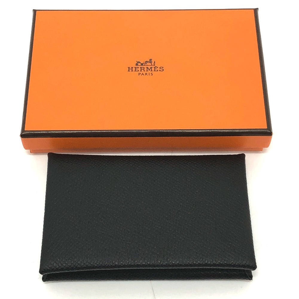 HERMES カルヴィ 名刺入れ 2つ折り カードケース エプソン レディース ブラック