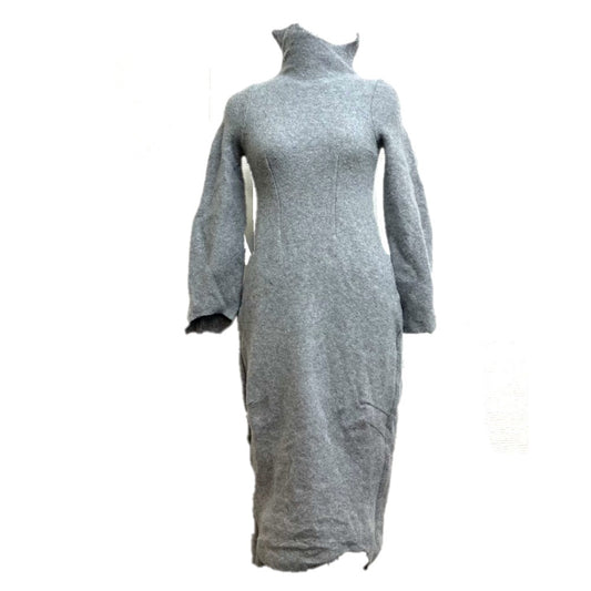 Maison Margiela Women's Grey Wool High-Neck Dress