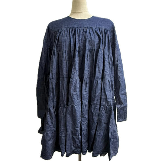 Merlette NYC 4010300290 Ron Herman Collaboration Soliman Apparel Denim Long Sleeve Dress, Cotton, Women's, Blue