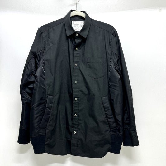 Sacai 24-03326M Spring/Summer 2024 COTTON OXFORD NYLON TWILL SHIRT Tops Shirts Long Sleeve Apparel Long sleeve shirt cotton Black Used