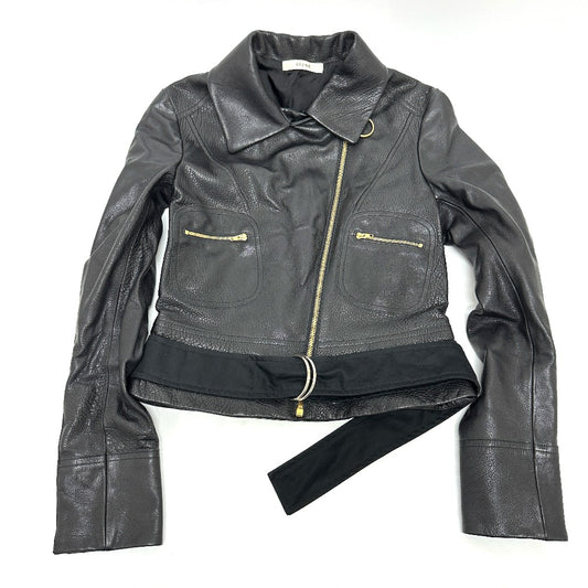 CELINE Leather Jacket, Women's, Black