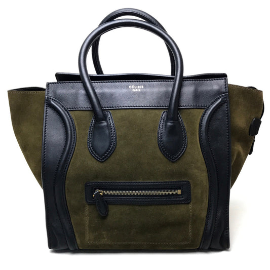 CELINE 165213 Luggage Mini Shopper Shoulder Bag Tote Bag Suede/Leather Women's Khaki