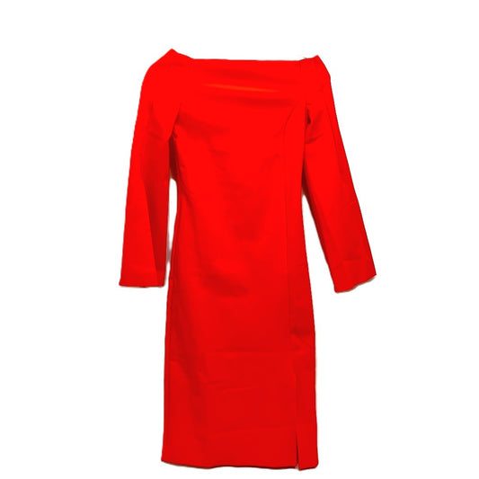 CHIARA BON Women's Sheer Sleeve Knee-Length Dress in Orange, Polyester