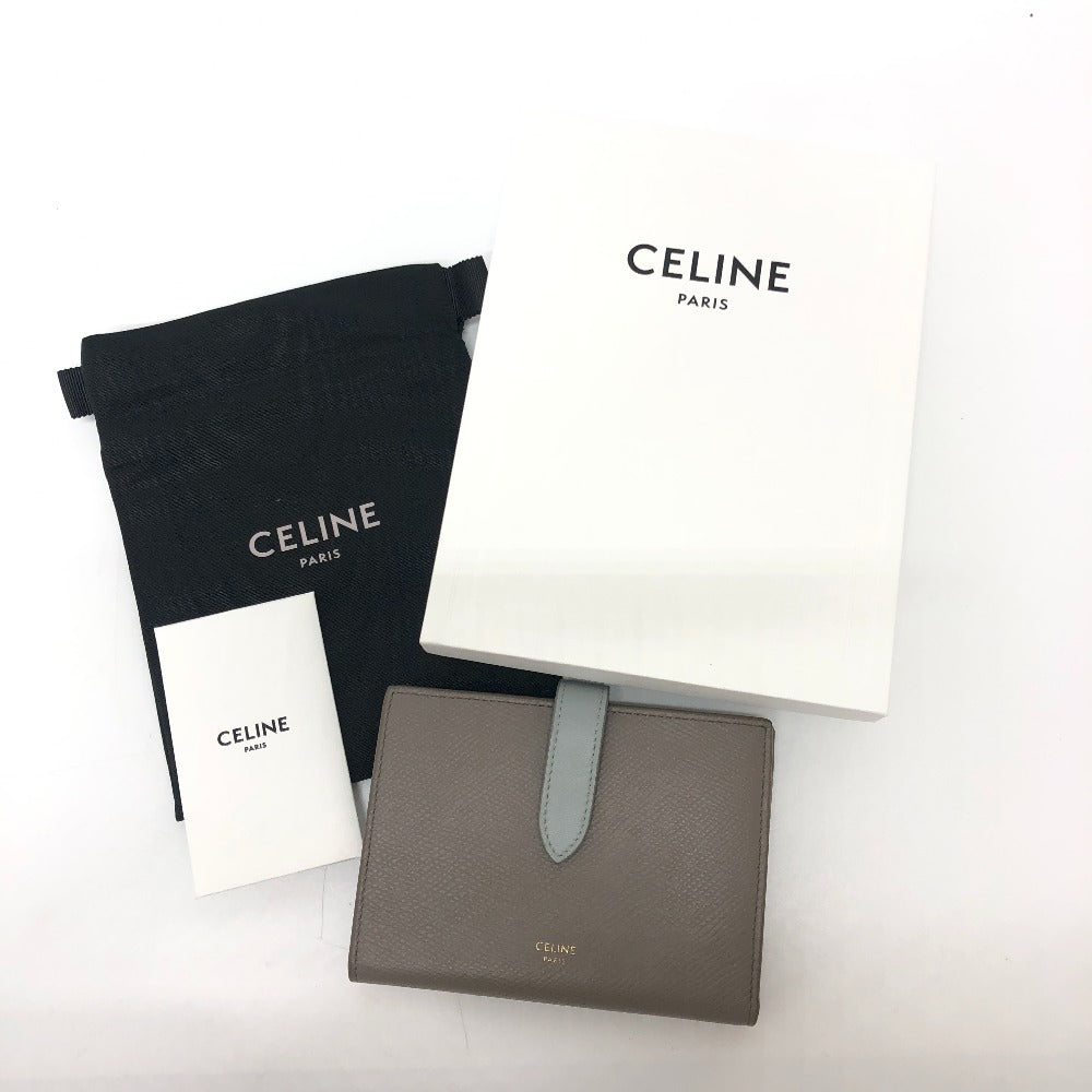 CELINE 10B643BRU バイカラー ミディアム ストラップ ウォレット 財布 ウォレット コンパクトウォレット 2つ折り財布 レザー レディース - brandshop-reference