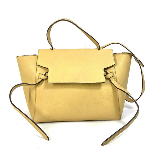 CELINE Mini Belt Bag, 2-Way Shoulder Bag, Leather, Women's, Yellow