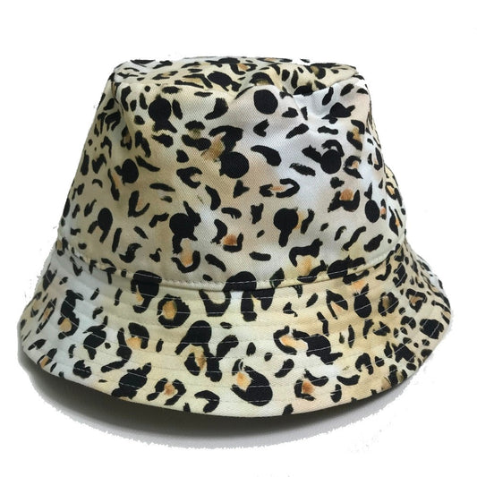 CELINE Gregory Edwards Leopard Print Bucket Hat, Unisex, Cotton, Yellow Beige