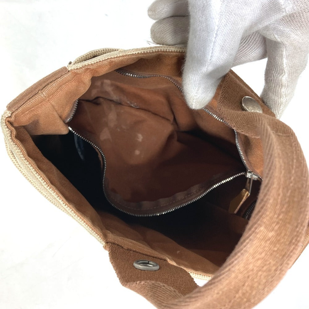 HERMES サクソーPM カバン バケツ型 ばけつ ハンドバッグ キャンバス レディース ブラウン - brandshop-reference