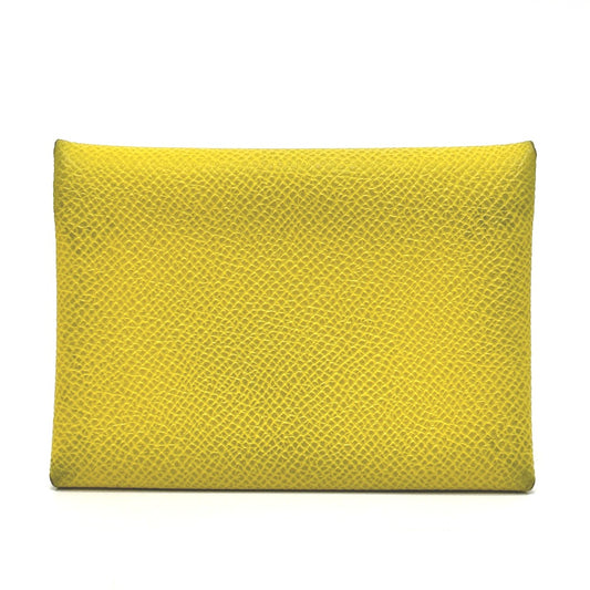HERMES Calvi Duo coin purse, card case, Epson, women's, Jaune, yellow