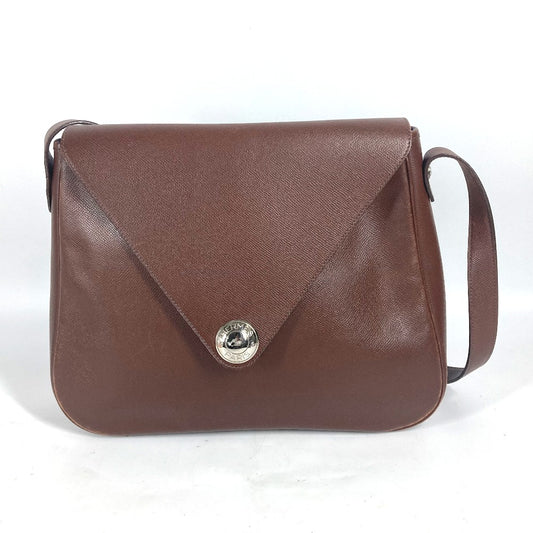 HERMES Christine Shoulder Bag with Flap, Brown Leather, Unisex