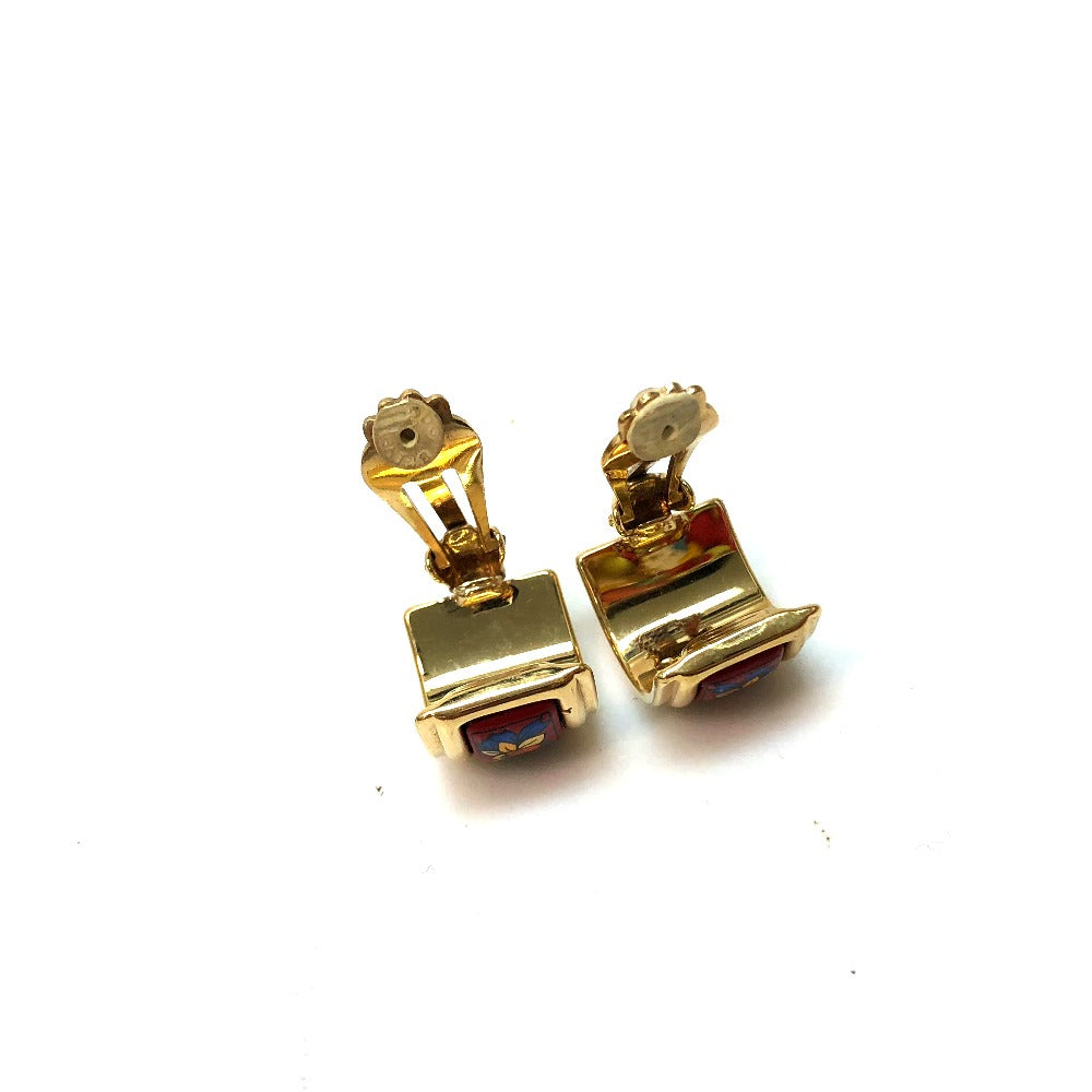 HERMES enamel earrings for women in red.