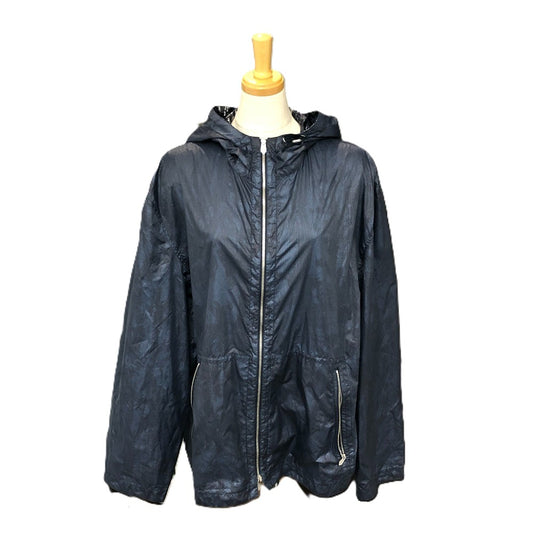 HERMES 2025 Men's Navy Zip-Up Hooded Jacket, Polyester