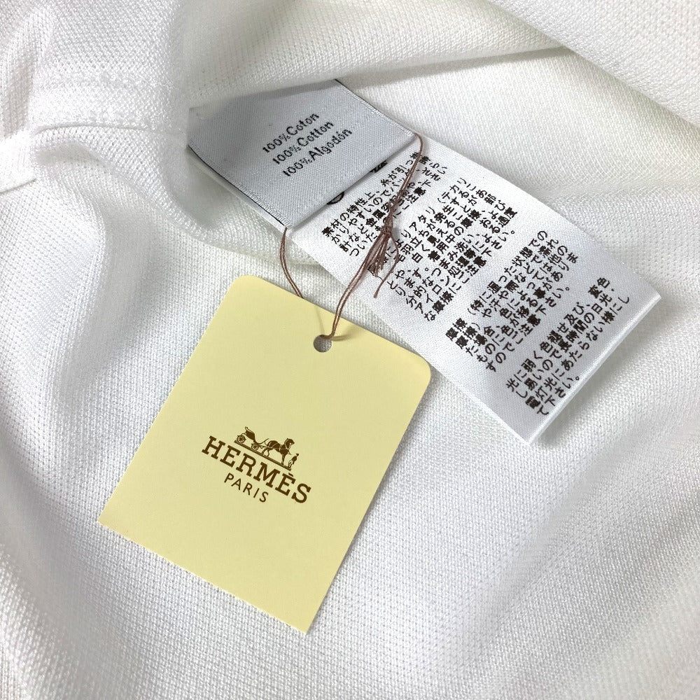 HERMES H logo line apparel apparel top shirt collared cotton polo shirt men's white