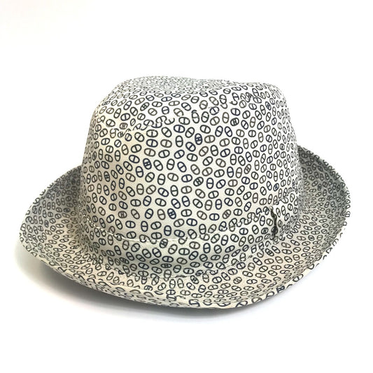 HERMES Chaine d'Ancre Hat, Headwear, All-Over Print, Cotton, Fedora, Unisex, White