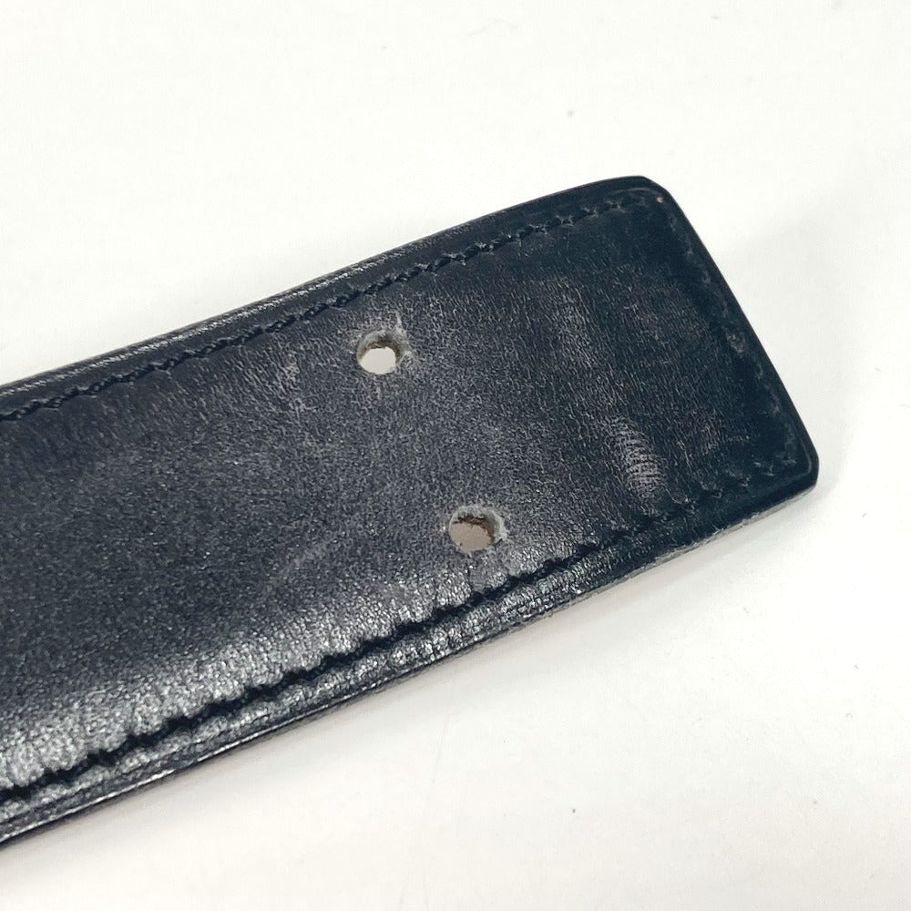 HERMES Vintage Buckle Pants Belt, Leather, Women's, Black